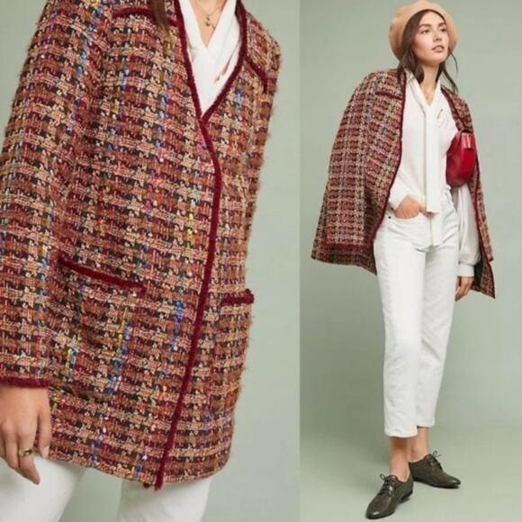 Anthropologie Tweed Blazer XS Multicolor Oversized Statement Jacket - Picture 3 of 15